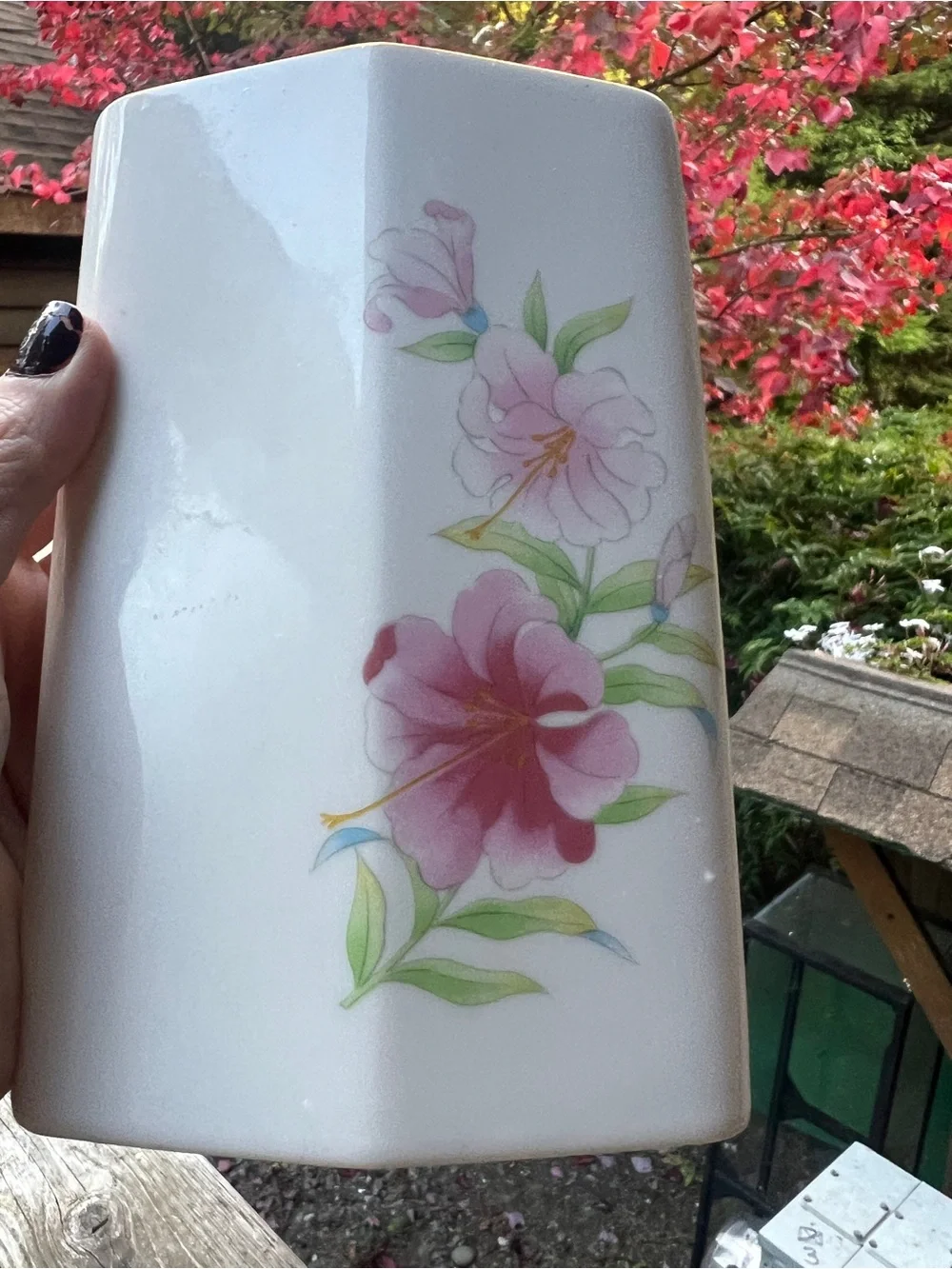 Floral Pink Porcelain Vase Elegant Home Decor Accents Vintage